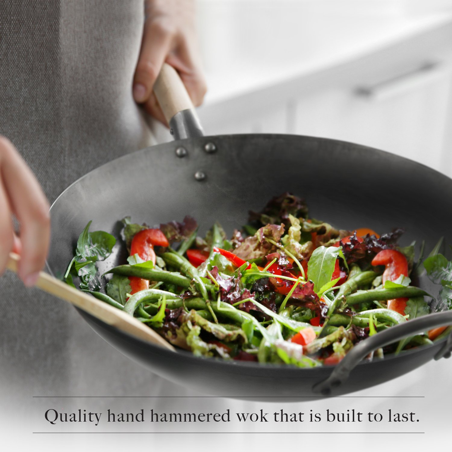 Preseasoned Carbon Steel Wok Hand Hammered Chinese Traditional Wok And Stir  Fry
